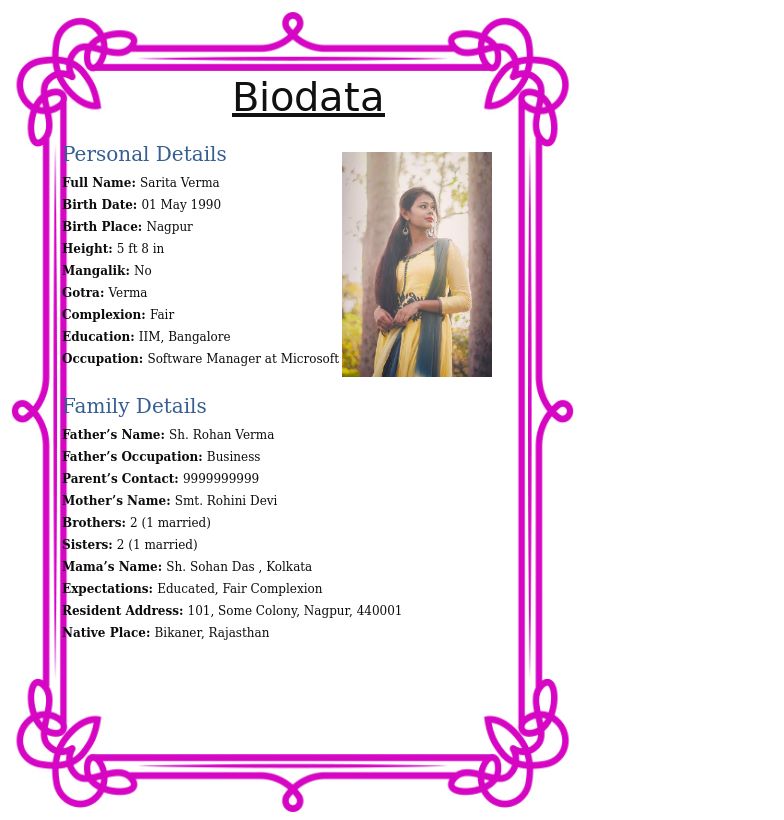 Best Biodata Format for Marriage image
