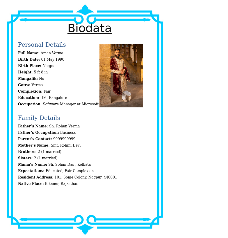 Attractive biodata for marriage image